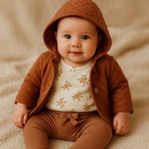 CONJUNTO 3 PIEZAS, CAMPERA, BODY MANGAS CORTAS Y PANTALONCITO 3-6  MESES