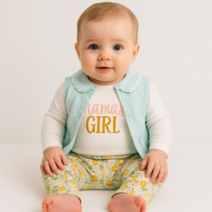 SET 3 PIEZAS, CHALECO, BODY MANGAS LARGAS Y PANTALONCITO T 6-9 MESES