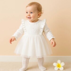 VESTIDO DE BAUTISMO MANGAS LARGAS T 6-9 MESES