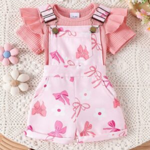BODY ROSA CON JARDINERA MOÑITOS T 3-6 MESES