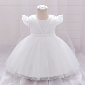 VESTIDO BAUTISMO  DETALLE DRAPEADO  T 12-18 MESES
