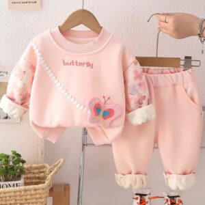 CONJUNTO BUZO CON PANTALÓN ROSA MARIPOSAS T 18-24 MESES