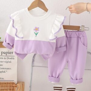 CONJUNTO SUETER MANGA LARGA CON JOGGER LILA T 9-12 MESES