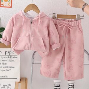 CONJUNTO CAMPERA  CON CAPUCHA  Y PANTALÓN ROSA VIEJO T 5 AÑOS