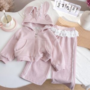 CONJUNTO CAMPERA  CON CAPUCHA  Y PANTALON ROSA VIEJO T 6-7 AÑOS