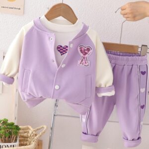 CONJUNTO 3 PIEZAS CAMPERA, MANGAS LARGAS Y JOGGER  LILA T 18-24 MESES