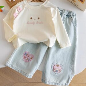 CONJUNTO MANGAS LARGAS CON JEANS CLARO T 2-3 AÑOS