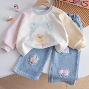CONJUNTO BUZO OSITOS CON JEANS CLARO T 2-3 AÑOS