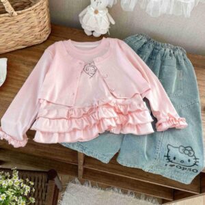 CONJUNTO BLUSA MANGAS LARGAS CON JEANS CLARO T 18-24 MESES
