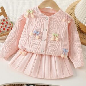 CONJUNTO SAQUITO CON POLLERA TEJIDO T 2-3 AÑOS
