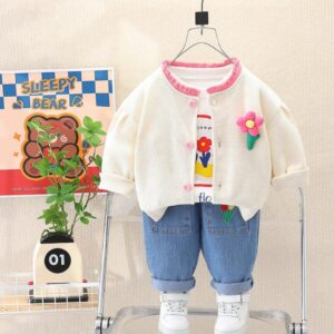 SET 3 PIEZAS, SAQUITO, MANGAS LARGAS Y JEANS T 4 AÑOS