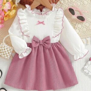 VESTIDO MANGAS LARGAS CORDEROY ROSA T 6-9 MESES