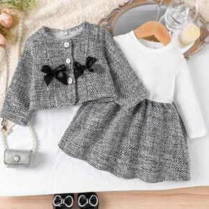 VESTIDO MANGAS LARGAS CON SAQUITO BOTONES T 6-9 MESES