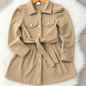 VESTIDO BEIGE CON CINTO T 5 AÑOS