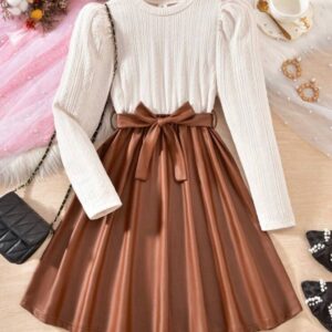 VESTIDO FALDA CUERINA CON CINTO T 11 AÑOS
