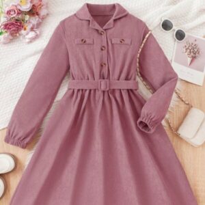 VESTIDO CORDEROY CON CINTO T 12 AÑOS