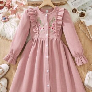 VESTIDO CORDEROY ROSA VIEJO T 12 AÑOS