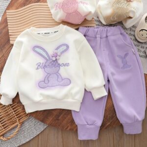 CONJUNTO BUZO DETALLE CONEJITO CON JOGGER LILA T 9-12 MESES