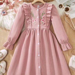 VESTIDO CORDEROY ROSA VIEJO T 11 AÑOS