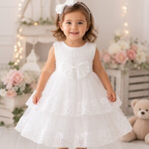 VESTIDO ELEGANTE BLANCO CON LENTEJUELA TORNAZULADO T 2.3 AÑOS