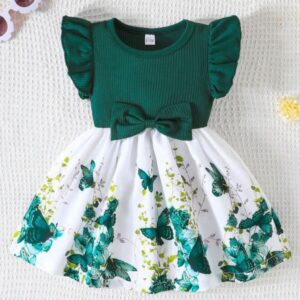 VESTIDO VERDE CON FALDA ESPAMPADA T 3-6 MESES