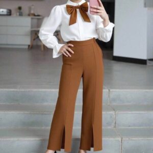 CONJUNTO CAMISA CON MOÑO CON PANTALÓN DE VESTIR T 9 AÑOS