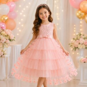 VESTIDO ELEGANTE ROSADO CON LENTEJUELA TORNASULADO T 8 AÑOS