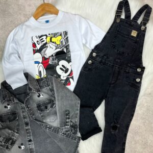 CONJUNTO MANGAS LARGAS CON JARDINERA DE JEANS T 18-24 MESES