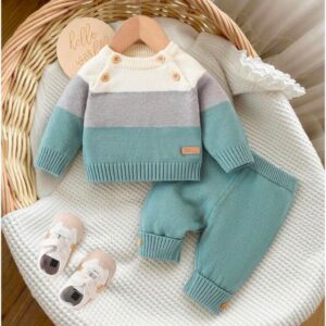 CONJUNTO TEJIDO HILO DE ALGODON 3-6 MESES