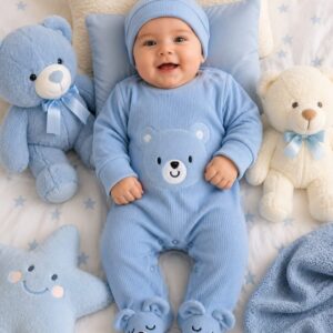 ENTERIZO PLUSH CON GORRITO T 3-6 MESES