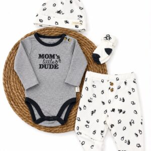 SET 4 PIEZAS,BODY, PANTALON ABRIGADO, GORRITO Y MEDIAS 3-6 MESES