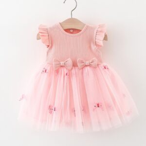 VESTIDO ROSA MARIPOSAS 3D T 6-9 MESES