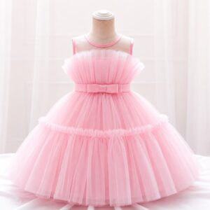 VESTIDO ROSA  DE FIESTA TUL T 12-18 MESES