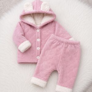 CONJUNTO ROSA VIEJO CAMPERA Y PANTALÓN CORDERITO POR DENTRO T 3-6 MESES