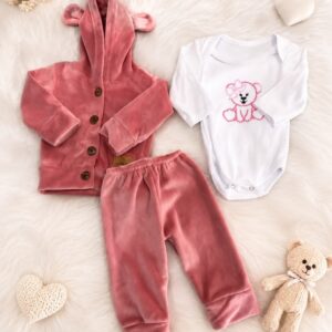 SET 3 PIEZAS CAMPERA, BODY Y PANTALÓN DE PLUSH T 3-6 MESES