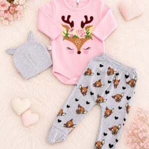 SET 3 PIEZAS BODY, PANTALONCITO CON GORRITO T 3-6 MESES