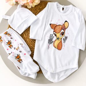 SET 3 PIEZAS BODY CONEJITO, PANTALONCITO CON GORRITO T 3-6 MESES