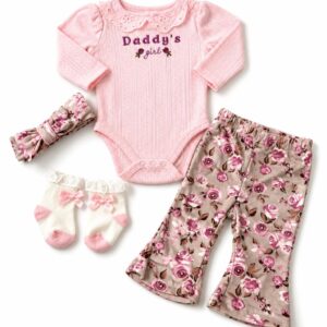 SET 4 PIEZAS BODY PANTALON PLUSH, VINCHA Y MEDIAS T 3-6 MESES