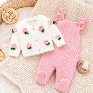 SET JARDINERA Y SAQUITO HILO DE ALGODON 3-6 M