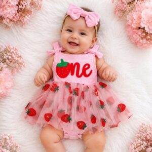 VESTIBODY ROSA FRUTILLITA CON VINCHA T 9-12 MESES