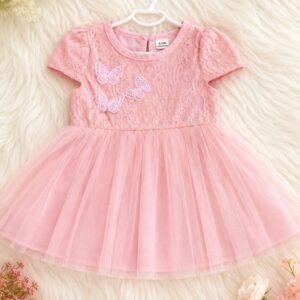 VESTIDO ROSA TUL CON MARIPOSA T 9-12 MESES