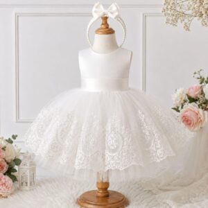 VESTIDO BAUTISMO CON VINCHA  T 9-12 MESES