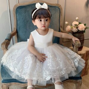 VESTIDO BAUTISMO CON VINCHA  T 12-18 MESES
