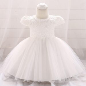 VESTIDO BAUTISMO  DETALLES PERLITAS  T 9-12 MESES