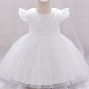VESTIDO BAUTISMO  DETALLE DRAPEADO  T 9-12 MESES