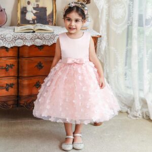 VESTIDO ROSA DE FIESTA CON FLORES 3D 5 AÑOS