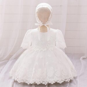VESTIDO PARA BAUTIZMO BLANCO CON GORRITO T 9-12 MESES