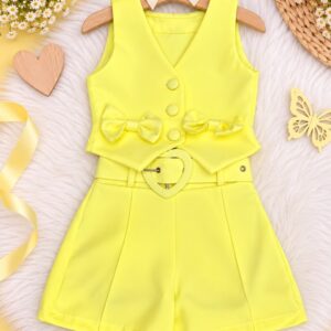 CONJUNTO AMARILLO BLUSA Y SHORT CON CINTO T 5 AÑOS