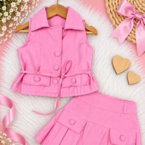CONJUNTO ROSA, BLUSA CON SHORT POLLERA  T 4 AÑOS