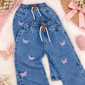 JEANS CON DISEÑOS DE MARIPOSAS T 9-12 MESES